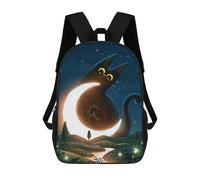 sinyumoney Cat And The Magic Moon School Backpack Lightweight Schoolbag Dayback Bookbag College for Teenage Girls Boys Women Men 17inch