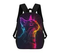 sinyumoney Cat Animal Neon School Backpack Work Laptop Backpack Rucksack Bag for Camping Outdoor Adventures And Daily Travel 17inch