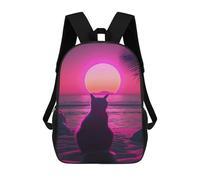 sinyumoney Cat Animal Retro Sunset School Backpack Large Water Resistant Laptop Backpack for Boys/Girls/Teenagers 17inch