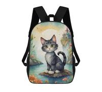 sinyumoney Cat Anime School Bags Large Lightweight Casual Backpack- Perfect for Travel, Work And Daily Use 17inch