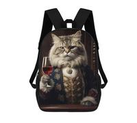 sinyumoney Cat Aristrocat Champagne 17inch School Bag 3D Printed Children's School Backpack Casual Fashion Travel Backpacks for Kids School Students