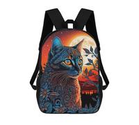 sinyumoney Cat Art Series Style 3 Backpacks Kids School Backpack School Bag 3D Printed School Bag for Boys Elementary And Middle School Students 17inch