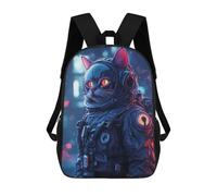 sinyumoney Cat Astronaut Backpack School Secondary Causal Travel High School Bags for Boys/Girls/Teenagers 17inch
