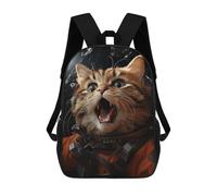 sinyumoney Cat Astronaut Backpack with Pocket 3D Printed Backpacks, Travel Rucksacks Book Bags Kids School Bag 17inch