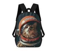 sinyumoney Cat Astronaut Children's Backpacks School 3D Printed Bag Bookbag for Kids Travel Rucksacks Boy Girl Book Bags Kids School Bag 17inch