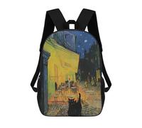 sinyumoney Cat at Terrasse Des Cafes School Backpack School Bags for Girls Boys Backpack with Pocket Fashion School Bag Kids Backpack 17inch