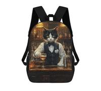 sinyumoney Cat Bartender Children's Backpacks School Backpack 3D Printed Backpack for Kids Travel Rucksacks Book Bags Kids School Bag 17inch