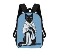 sinyumoney Cat Bath Quirky Poster 3D Printed Children's 17 Inch Backpacks 3D Printed Casual School Bag for Boys Elementary And Middle