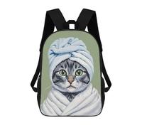 sinyumoney Cat Bathroom Poster Kids School Backpack 17 Inch School Bag 3D Printed School Bag for Boys Elementary And Middle School Students