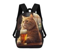 sinyumoney Cat Beer Pub Bar School Backpack for Girls 17inch Casual Daypack Lightweight Rucksack Boy Girl Backpack for Middle School Students