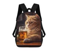 sinyumoney Cat Beer Pub Pint Children's Backpacks Kids Fun School Bag Boys Backpack Travel Bag Student Schoolbag Book Stationery Bag Chool Bags 17inch