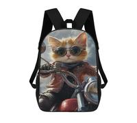 sinyumoney Cat Biker Adventure -2 Backpack School Daypacks Business Backpack Water Resistant Bookbag for Boys/Girls/Teenagers 17inch