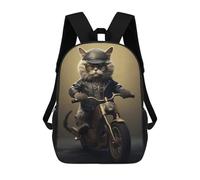 sinyumoney Cat Biker Animal Rucksack Daypacks Business Backpack Water Resistant Bookbag for Men/Women 17inch