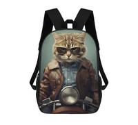 sinyumoney Cat Biker Funny Animal Backpack School Business Durable Laptop Bag for Camping Outdoor Adventures And Daily Travel 17inch