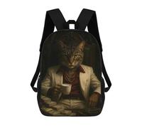 sinyumoney Cat Boss with Money And Cigar Backpack School Water Resistant Travel Backpack Computer Bag for School/Work/Travel 17inch