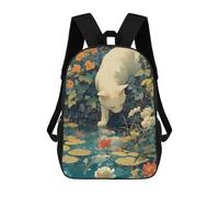 sinyumoney Cat by The Koi Fish Pond Backpack School Bag Water Resistant Travel Backpack Computer Bag for Girls Boys Teenage 17inch
