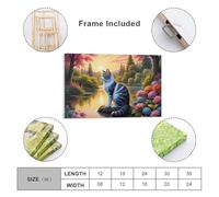 sinyumoney Cat by The River Sunset Wall Pictures Bedroom for Gifts Bathroom Home Kitchen Office Decor Canvas Art 20x30inch(50x75cm)