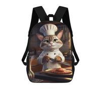 sinyumoney Cat Chef Cooking Bake Backpacks Kids School Backpack Fashion School Bag 3D Printed School Bag for Boys Elementary And Middle School Students 17inch