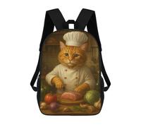 sinyumoney Cat Chef Preparing Meal Children's School Backpack Fashion Casual Children's Backpacks 3D Printed School Bags Boy Large Backpack 17inch