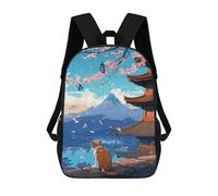 sinyumoney Cat Cherry Blossoms School Backpack Lightweight Casual Daypack School Backpacks for Boys/Girls/Teenagers 17inch