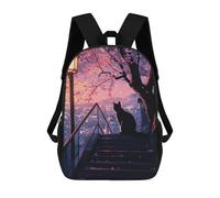 sinyumoney Cat Cherry Blossoms Tree Kids School Backpack School Bag 3D Printed School Bag for Boys Elementary And Middle School Students 17inch