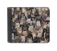sinyumoney Cat Collage Feline Diversity 3D Print PU Leather Wallet Slots ID Window RFID Blocking Stylish Slots Note Section Purse Youth Guys 11.7cm*9.5cm