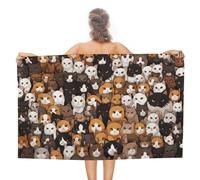 sinyumoney Cat Crowd Compilation Towel 1pc Absorbent Quick Dry Beach Towel Gentle for Sensitive Skin 130cm*80cm
