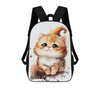sinyumoney Cat Cute Watercolor Backpack 3D Printed School Bag For Boys High Capacity Travel Backpacks Book Bags Boys School Bag Mochila 17inch
