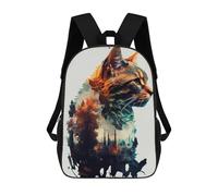 sinyumoney Cat Double Exposure School Backpack Lightweight Schoolbag Dayback Bookbag College for Teenage Girls Boys Women Men 17inch