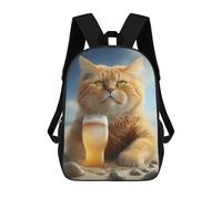 sinyumoney Cat Drinking Beer Backpack School Bag Rucksack Casual Daypacks School Work Travel Bag for Men, Women & Teenage Boys 17inch
