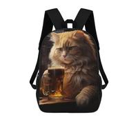 sinyumoney Cat Drinking Beer Backpack with Pocket 3D Printed Backpacks, Travel Rucksacks Book Bags Kids School Bag 17inch