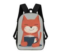 sinyumoney Cat Drinking Coffee Smile School Bags Water Resistant School Bag Business Backpack - Perfect for Travel, Work And Daily Use 17inch