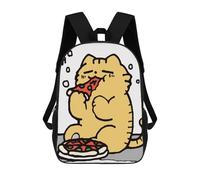 sinyumoney Cat Eating Pizza Children's Backpacks School Backpack 3D Printed Backpack for Kids Travel Rucksacks Book Bags Kids School Bag 17inch