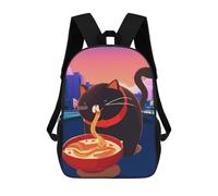 sinyumoney Cat Eating Ramen Rucksack Water Resistant School Bag Business Backpack for Men, Women & Teenage Boys 17inch