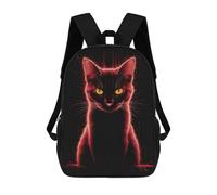 sinyumoney Cat Fire Cat 3D Printed School Backpack Casual Children's Backpacks 3D Printed School Bag for Boys Elementary And Middle 17inch