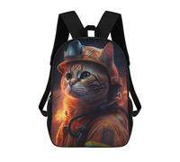 sinyumoney Cat Firefighter Hero Kids School Backpack School Bag 3D Printed School Bag for Boys Elementary And Middle School Students 17inch