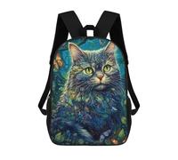 sinyumoney Cat Floral Backpack School Bag Secondary Causal Travel High School Bags for Camping Outdoor Adventures And Daily Travel 17inch