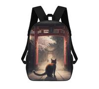 sinyumoney Cat Gate Japan Landscape School Backpack Large Lightweight Casual Backpack for Girls Boys Teenage 17inch