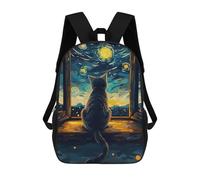 sinyumoney Cat Gazing at Starry Night Backpack School Lightweight Casual Daypack School Backpacks for Men, Women & Teenage Boys 17inch