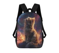 sinyumoney Cat Gazing at Stars Children's Backpacks School Backpack 3D Printed Backpack for Kids Travel Rucksacks Book Bags Kids School Bag 17inch