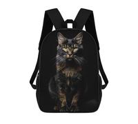 sinyumoney Cat Gold Dark Backpack School Bag Lightweight Schoolbag Dayback Bookbag College for Girl, Teen Girls 17inch