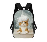sinyumoney Cat in A Bubble Bath Children’s Backpack Girls Boys, 17 Inch Rucksack Bag, Daypack, Primary School, Perfect for Back to Kids