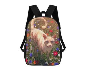sinyumoney Cat in A Field of Flowers Backpack School Daypacks Business Backpack Water Resistant Bookbag for Teenage Girls Boys Women Men 17inch