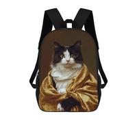 sinyumoney Cat in A Golden Robe 17inch School Bag 3D Printed Children's School Backpack Casual Fashion Travel Backpacks for Kids School Students