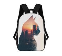 sinyumoney Cat in City Exposure School Bags High Secondary School Bags Casual Backpack for Camping Outdoor Adventures And Daily Travel 17inch