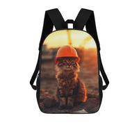 sinyumoney Cat in Hard Hat School Backpack Rucksack Casual Daypacks School Work Travel Bag for Camping Outdoor Adventures And Daily Travel 17inch