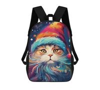 sinyumoney Cat in Santa Hat Children's Backpacks School Backpack 3D Printed Backpack for Kids Travel Rucksacks Book Bags Kids School Bag 17inch