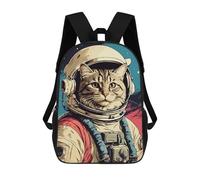 sinyumoney Cat in Space Backpack Kids School Backpack School Bag 3D Printed Fashion School Bag for Boys Elementary And Middle School Student 17inch