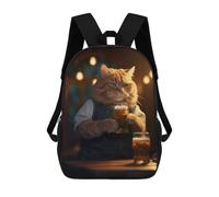 sinyumoney Cat in Suit Holding Beer Children’s Backpack Girls Boys, Rucksack Bag, Daypack, Primary School, Perfect for Back to Kids School Or PE, Gifts And Travel 17inch