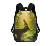 sinyumoney Cat in The Nature Backpacks Kids Student Schoolbag 3D Printed Backpacks Elementary And Middle School Students Backpacks for Boys Girls 17inch